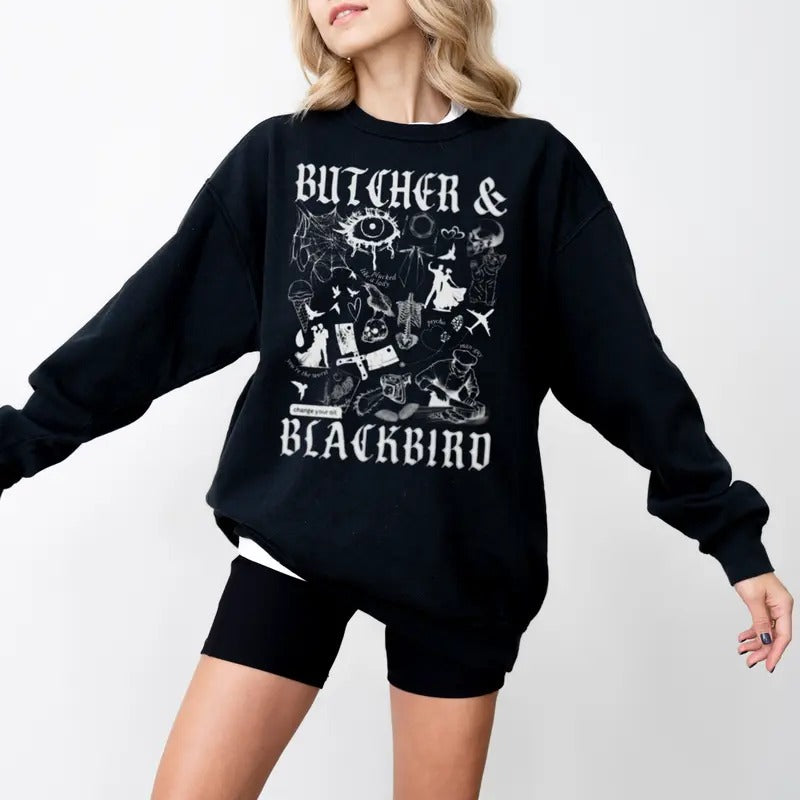 Butcher and Blackbird Sweatshirt, Orb Weaver Hoodie, Romance Reader, Dark Romance, Book Shirt, Booktok Merch, Bookish T-shirt, Romantasy, Book Club, Spicy Womenswear Soft Crewneck Pullover Long Sleeves Graphic Fabric Sweater