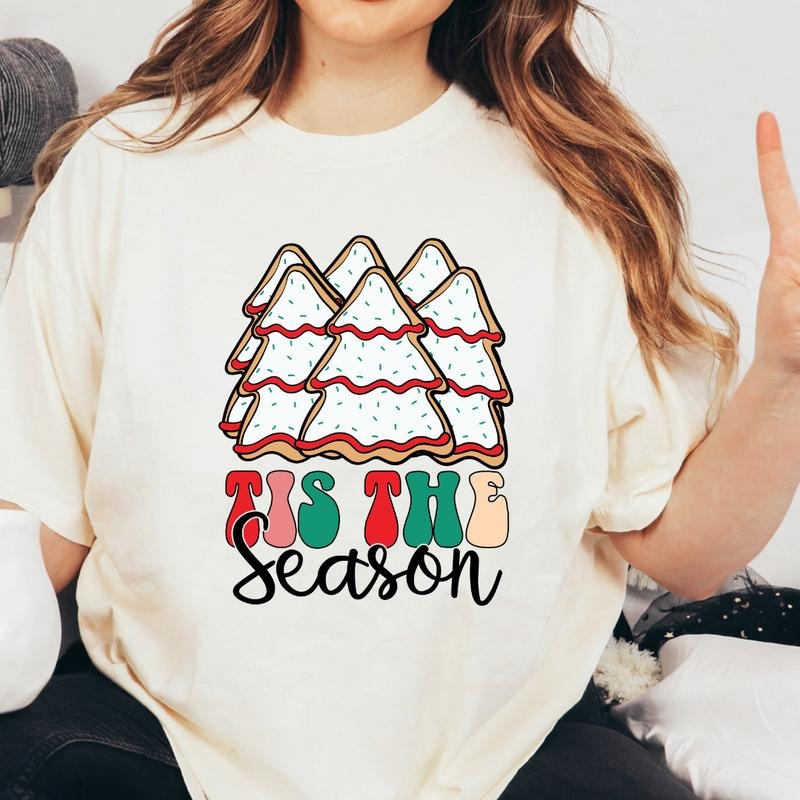 CHRISTMAS COOKIES T-SHIRT (COMFORT COLORS T-SHIRT, CASUAL SHIRT UNISEX, CHRISTMAS CLOTHING, GRAPHIC APPAREL, HOLIDAY SHIRT) Cotton Fabric