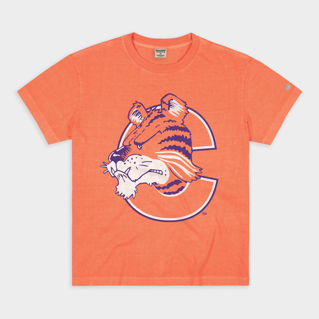 Retro Clemson Tigers Logo Vintage Heavyweight Tee Style001