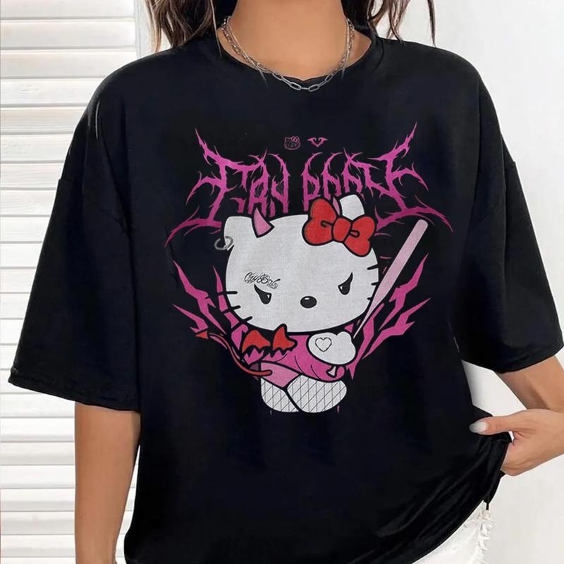 CRYBABY Kitty T-Shirt, Graphic Tees Y2k Style Clothes Men Women Streetwear