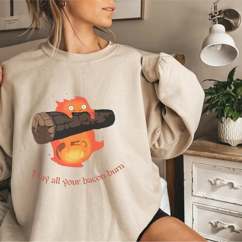 Calcifer Sweatshirt, Studio Ghibli Miyazaki Shirt, Howls Moving Castle Anime Hoodie