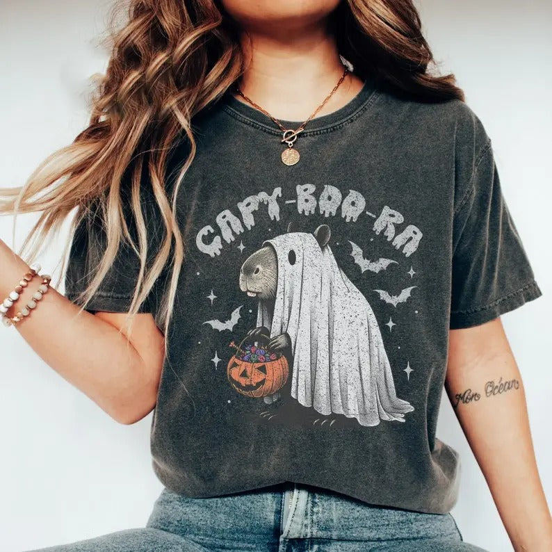 Capy-Boo Ra Halloween Vintage Shirt,  Cute Fall Shirt, Womens Tee, Cute Capy Fall Shirt, Spooky Shirt, Gift For Halloween