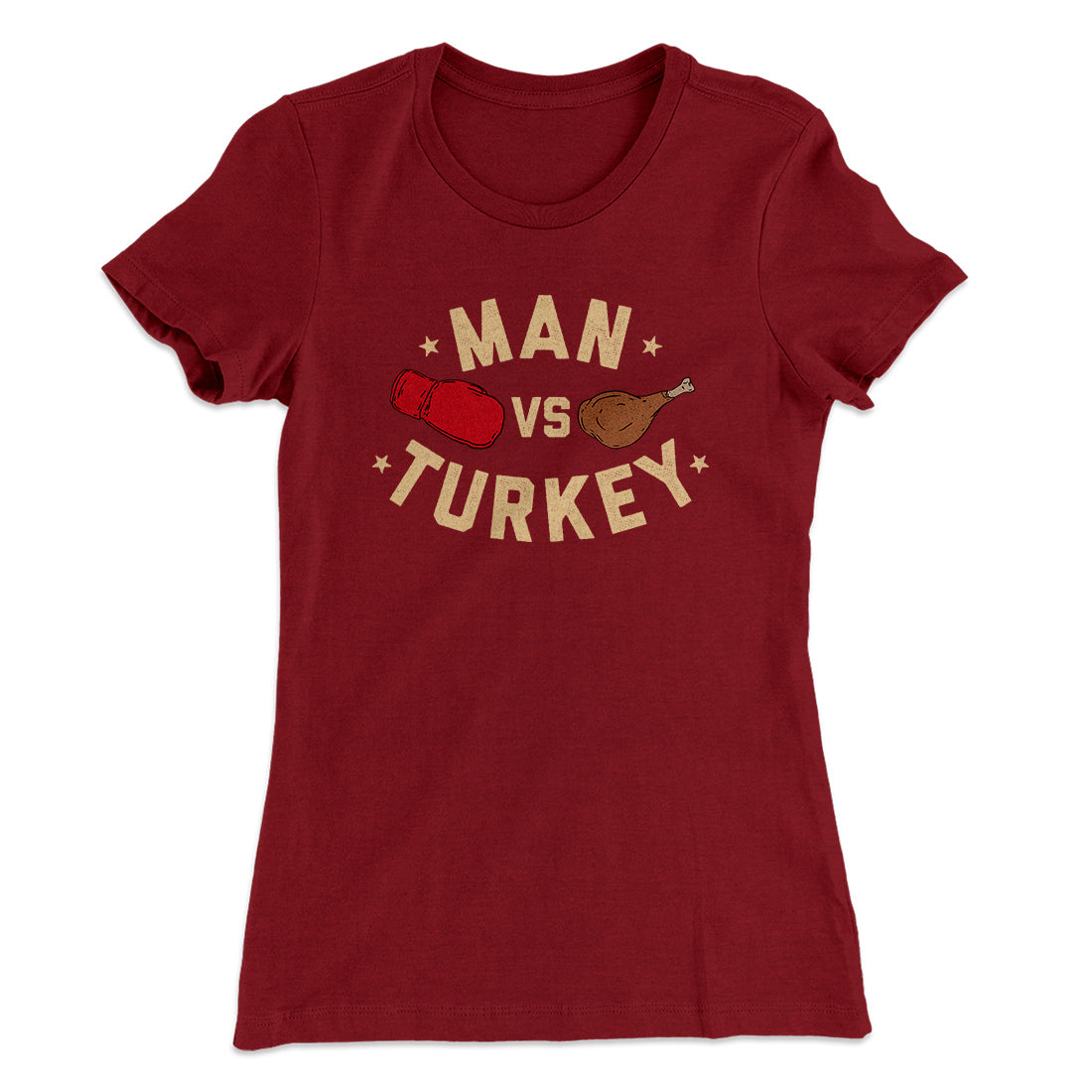 Man Vs Turkey Funny Thanksgiving Women's T-Shirt
