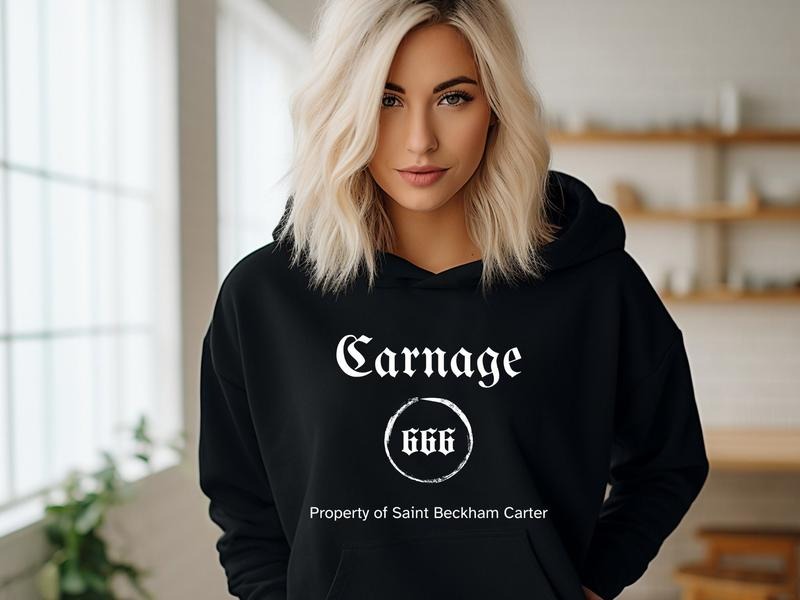 Carnage Hoodie, Property Of Saint Beckham Carter Shirt, The Lords, Ryat, Shantel Tessier, BookTok, Dark Romance Merch, College, Smut, Spicy, Chili Peppers Unisex Soft Comfort Crewneck Pullover Long Sleeves Graphic Fabric Sweater