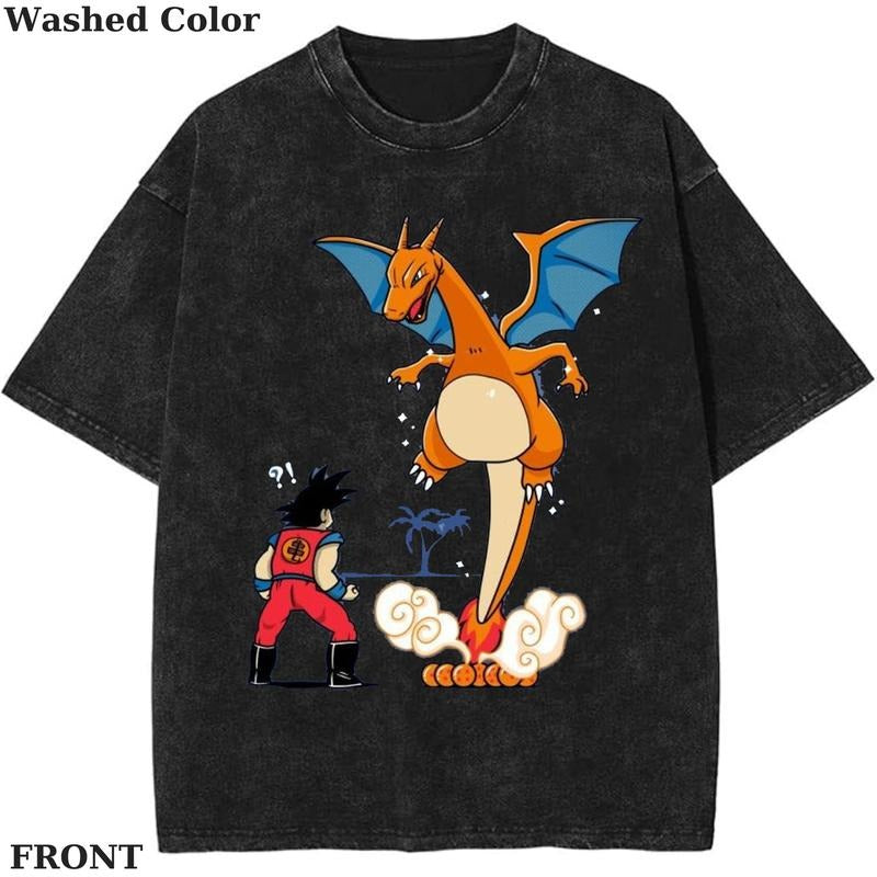 Charizard - Wrong Balls Graphic Shirt, Pokemon T-Shirt, Dragon B Shirt, Anime Funny Shirt, Vintage Tee Menswear Womenswear Streetwear Cotton