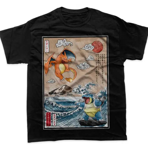 Charizard vs Blastoise Shirt, Pokemon Shirt, Anime Shirt, Graphic Tee, Y2k, Unisex T-Shirt, Gift For Men Women Womenswear Menswear Top Streetwear
