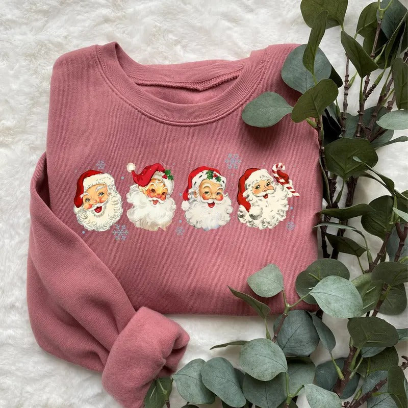 Cheerful Santa Tshirt, Santa Merry Christmas Shirt, Santa Claus Graphic Tee, Xmas Women Men Gift, Classic Christmas Sweatshirt Cotton Crewneck