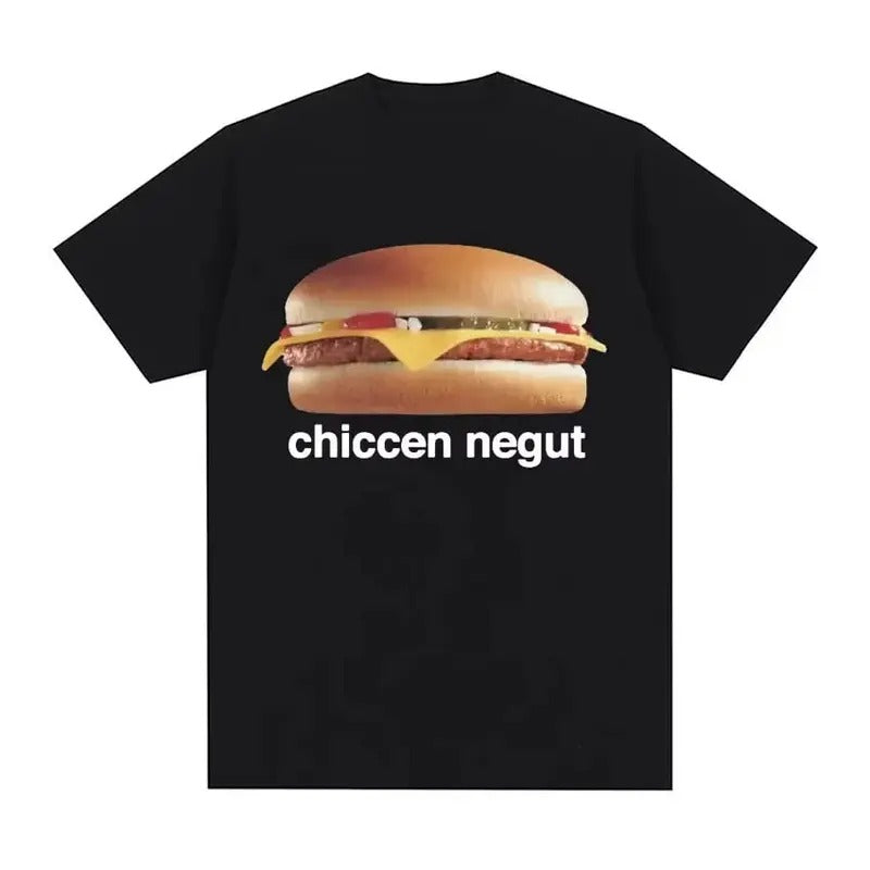 Chiccen Negut Funny Meme Gift Pattern T-shirt Women's Fashion Casual High Quality T-shirt O-Neck Loose T-shirt, vintage unisex, Tshirt Top Menswear