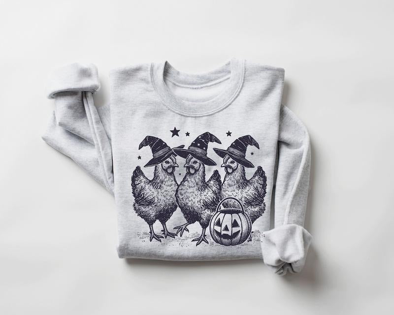 Chicken Witches Funny Halloween Sweatshirt, Vintage Chicken Witch Sweater, Funny Women Halloween Gift, Funny Halloween Tee  T-shirt, sweater and Hoodie