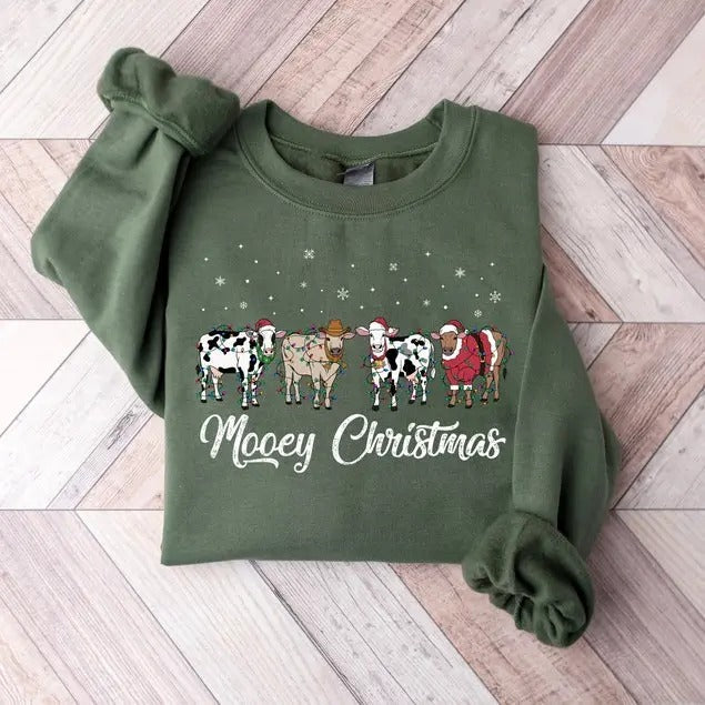 Christmas Cow Sweatshirt, Cow Lover Gift, Funny Christmas Shirt, Holiday Sweater, Farm Christmas Shirt, Womens Cow Shirt, Christmas  T-shirt, sweater and Hoodie