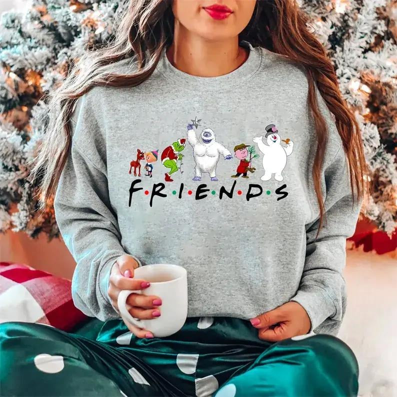 Christmas Movie Friends Sweatshirt, Christmas Movies Characters Sweatshirt, Christmas Cartoon Crewneck, Funny Christmas Hoodie