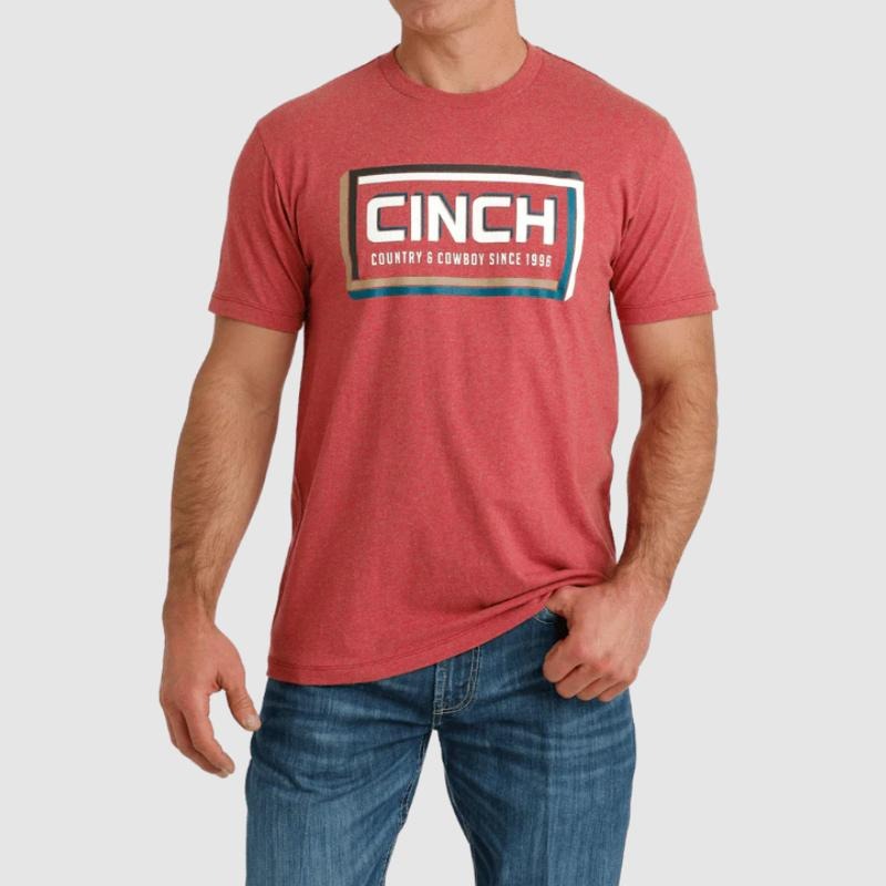 Cinch Men's Red Country and Cowboy T-Shirt, Classic Western Graphic, Short Sleeve Casual Tee