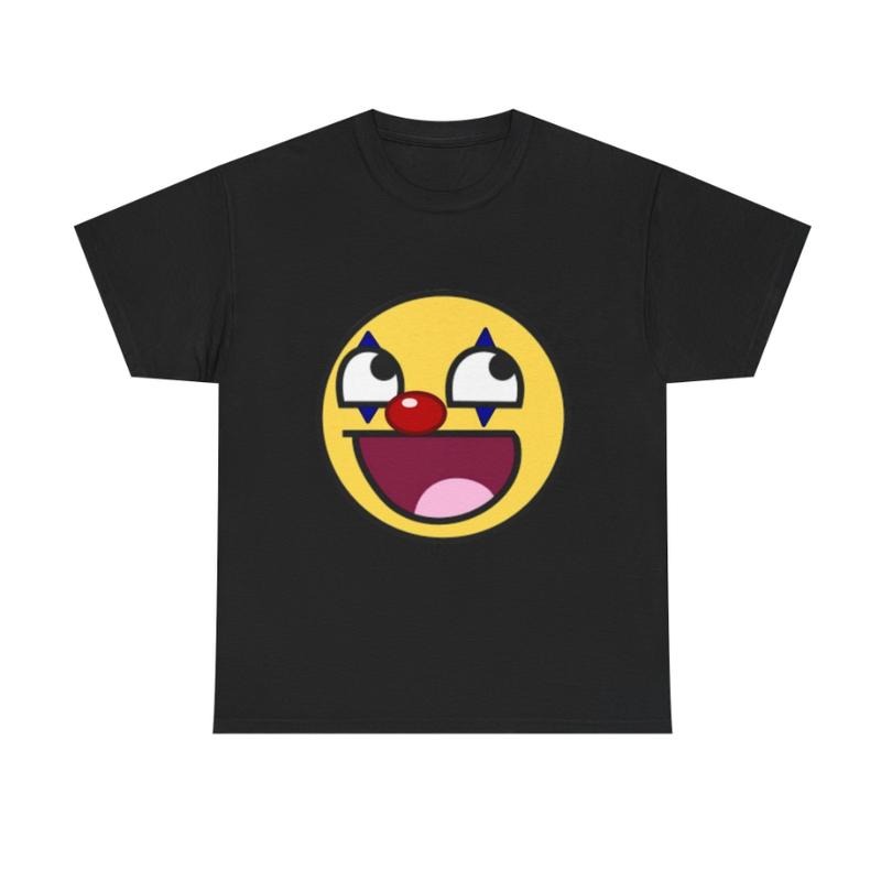Clowny Smiley Graphic Tee, Cute Emoji T-Shirt, Fun Cartoon Design, Unisex Streetwear, Playful Fashion Statement, emo scene clothes, affliction shirt, Unisex Streetwear, Y2k shirt