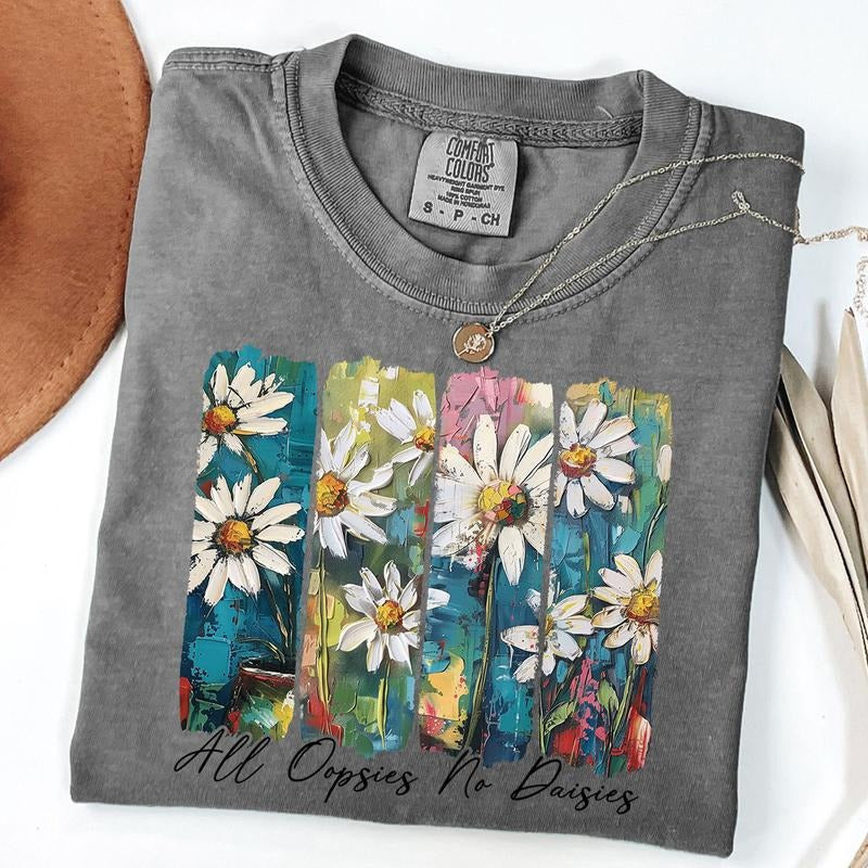 Comfort Colors All Oopsies No Daisies Shirt, Trendy Vintage Floral Tshirt, Wildflower Aesthetic Tee, Funny Sarcastic Shirt, Unisex T-Shirt