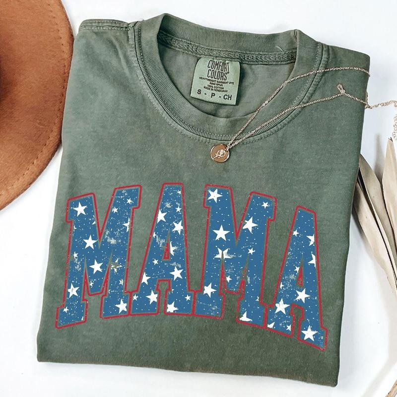 Comfort Colors American Mama Shirt, Retro Mama America Tee, 4th of July T-Shirt, Vintage Mom USA Shirt, Unisex T-Shirt