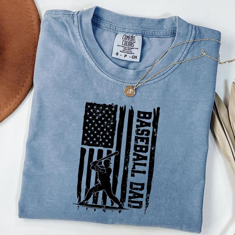 Comfort Colors Baseball Dad Shirt, American Flag Baseball Shirt, Father's Day Gift, Game Day T-Shirt