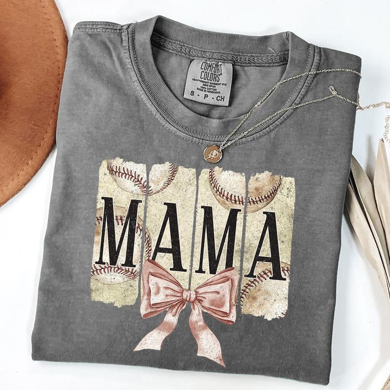 Comfort Colors Baseball Mama Shirt, Vintage Baseball Coquette Shirt, Baseball Mom T-shirt, Game Day Tee