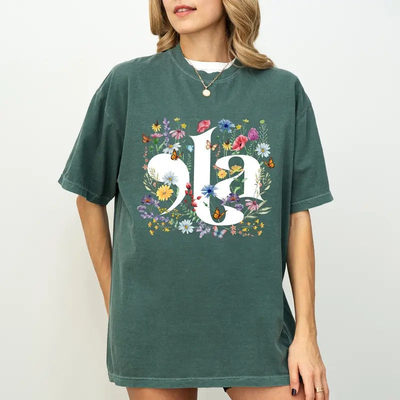 Comfort Colors Botanical Comma La Shirt, Patriotic Cottagecore Graphic Tee, Support Women 2024 Unhinged Shirt, Women Power Floral Shirt, Comma La Wildflower Tee, Women Support Women Tee, Women's Top, Womenswear, Cotton Comfy Fabric Relaxed Fit Style