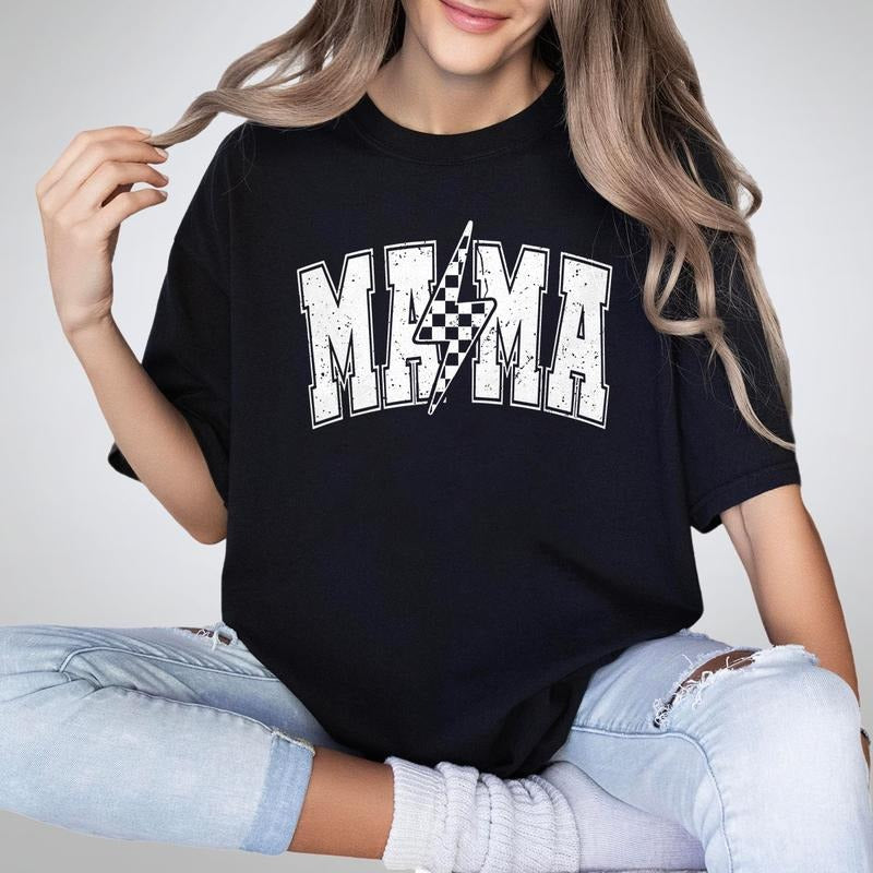 Comfort Colors Checkered Mama Shirt, Mom Retro Shirt, Mothers Day Shirt, Gift For Mama, Retro Mama Shirt, New Mom Gift, Vintage Mama Shirt, Best Mom Shirt, New Mom Gifts, Mom Women Top Casual Clothing Comfortable Short Sleeves Medium Womenswear T-Shirt