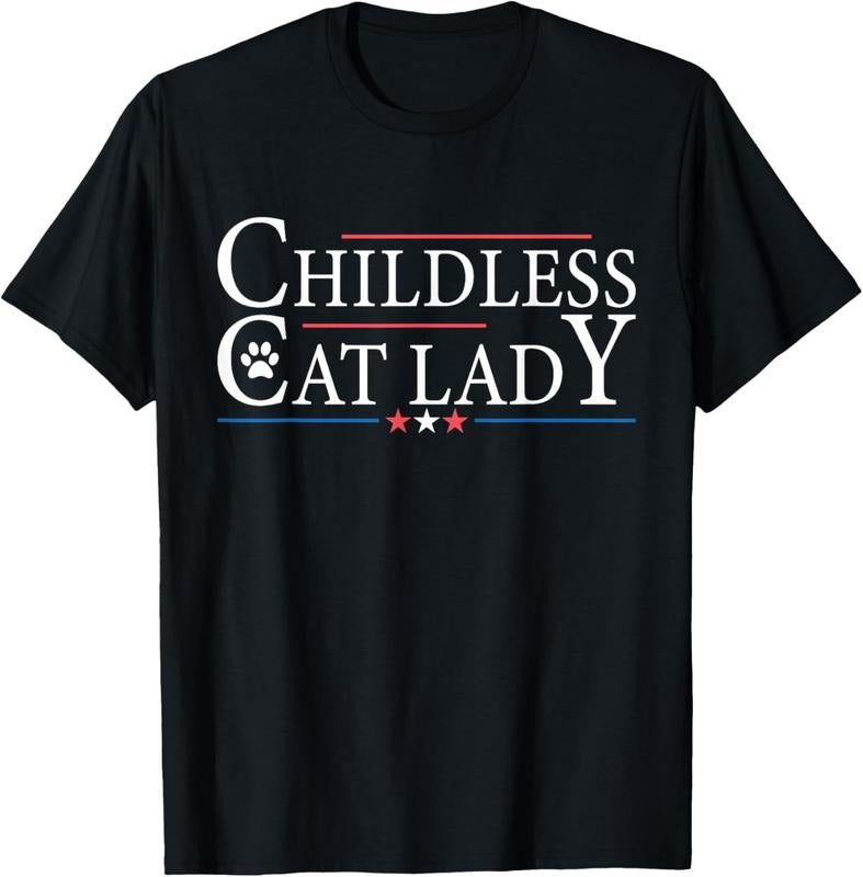Comfort Colors Childless Cat Lady Funny Political Voting Election 2024 USA T-Shirt