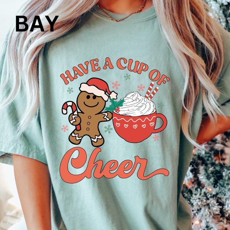 Comfort Colors Christmas Shirt, Have a Cup of Cheer Christmas Shirt, Christmas Graphic shirt, Comfort Colors T-shirt, Oversized Christmas T-shirt, Graphic Christmas tshirt, Christmas Gift for Women, Lady Tshirt