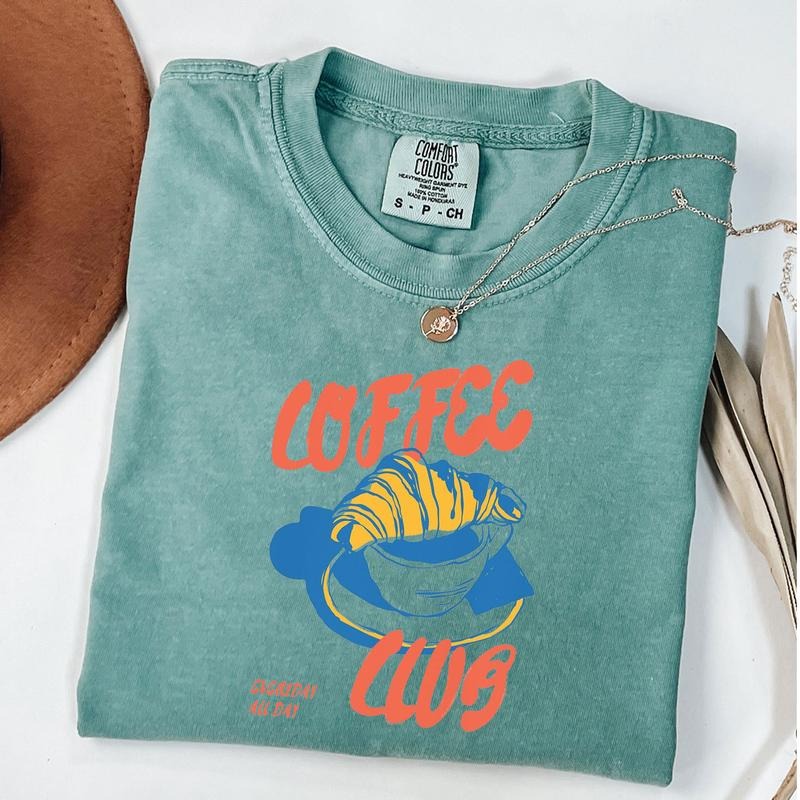 Comfort Colors Coffee Club T-Shirt, Retro Coffee Shirt, Foodie T-Shirt, Coffee Lover, Vintage Aesthetic, Retro Graphic Tee, Unisex T-Shirt