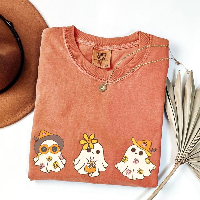 Comfort Colors Cute Ghost Shirt, Colorful Ghost Shirt, Halloween Gift, Halloween Ghost Shirt, Fall Graphic Tee