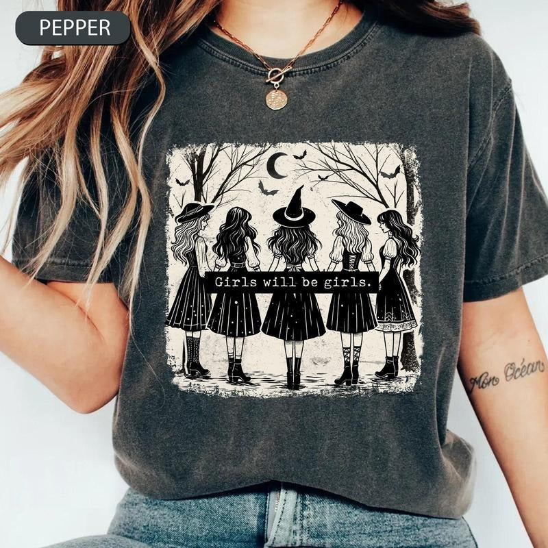 Comfort Colors Feminist Halloween Shirt, Girls Will Be Girls Shirt, Witchy Bachelorette, Birthday Shirt for Her, Funny Witch Shirt, Halloween Women T Shirt