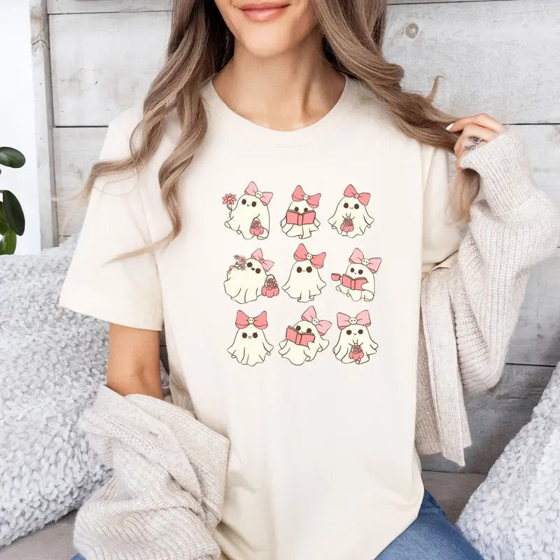 Comfort Colors Ghost Book Shirt, Book Lover T-shirt, Ghost Reading Books, Bookish Shirt, Cute Book T-shirt, Halloween Ghost, Funny Book Tee