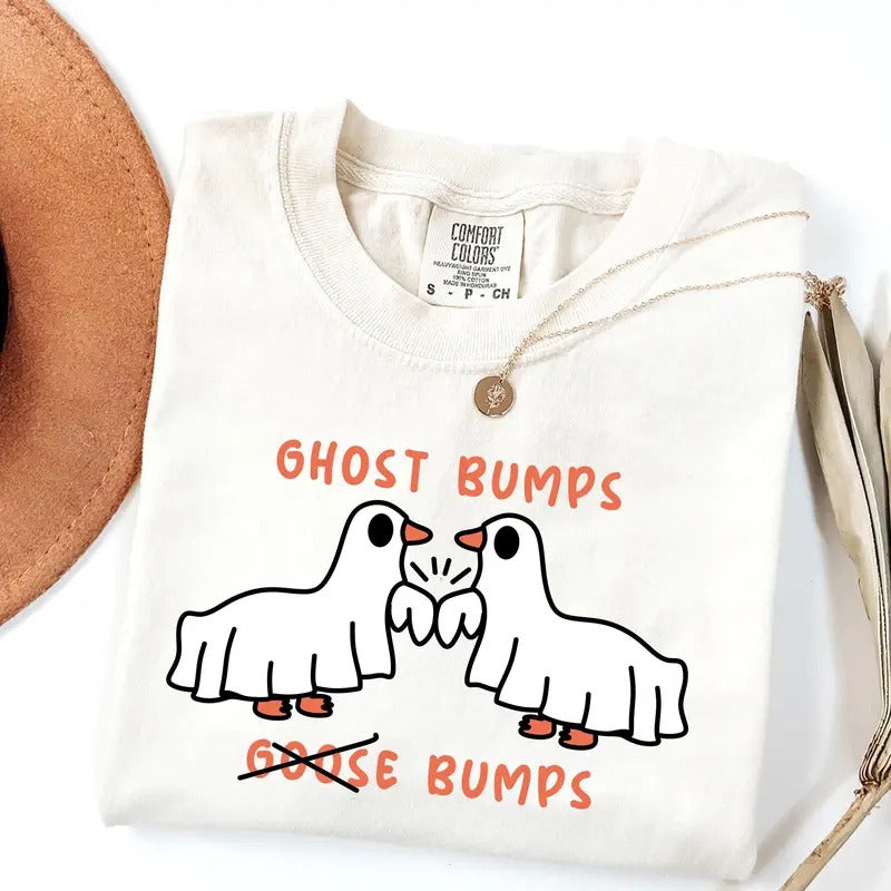 Comfort Colors Ghost Bumps Comfort Colors Shirt, Halloween T-Shirt, Funny Outfit, Goose Lover Tee, Sarcastic Goose Gifts