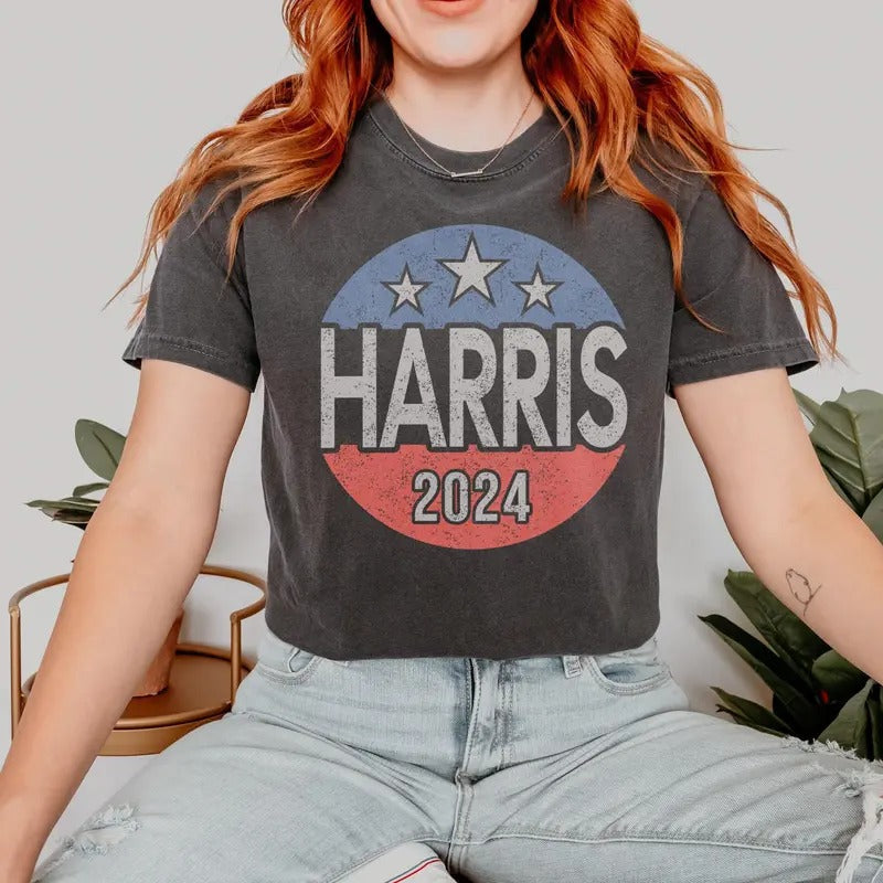 Comfort Colors Harris 2024 Shirt, Kamala Harris T-shirt, Election 2024 Tee, Retro Graphic Tee, Vintage Style Political Shirt