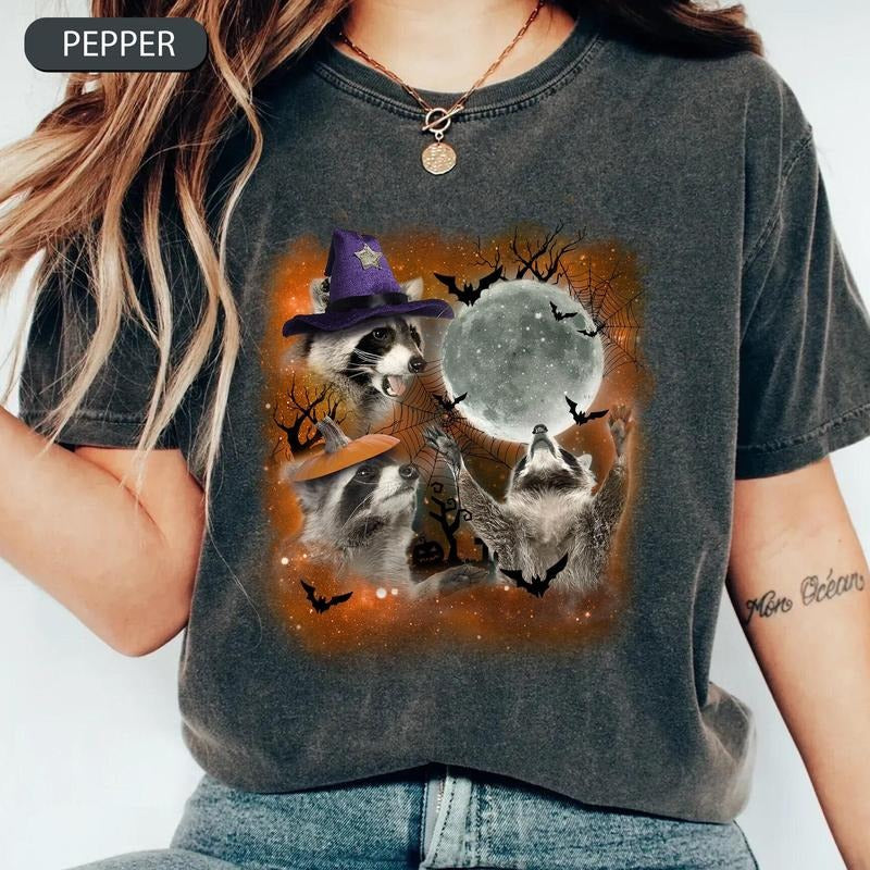 Comfort Colors Raccoons Halloween Shirt, Three Raccoons Vintage Shirt, Retro Raccoon Moon Tee, Halloween Raccoon Lovers, Funny Raccoon Tee