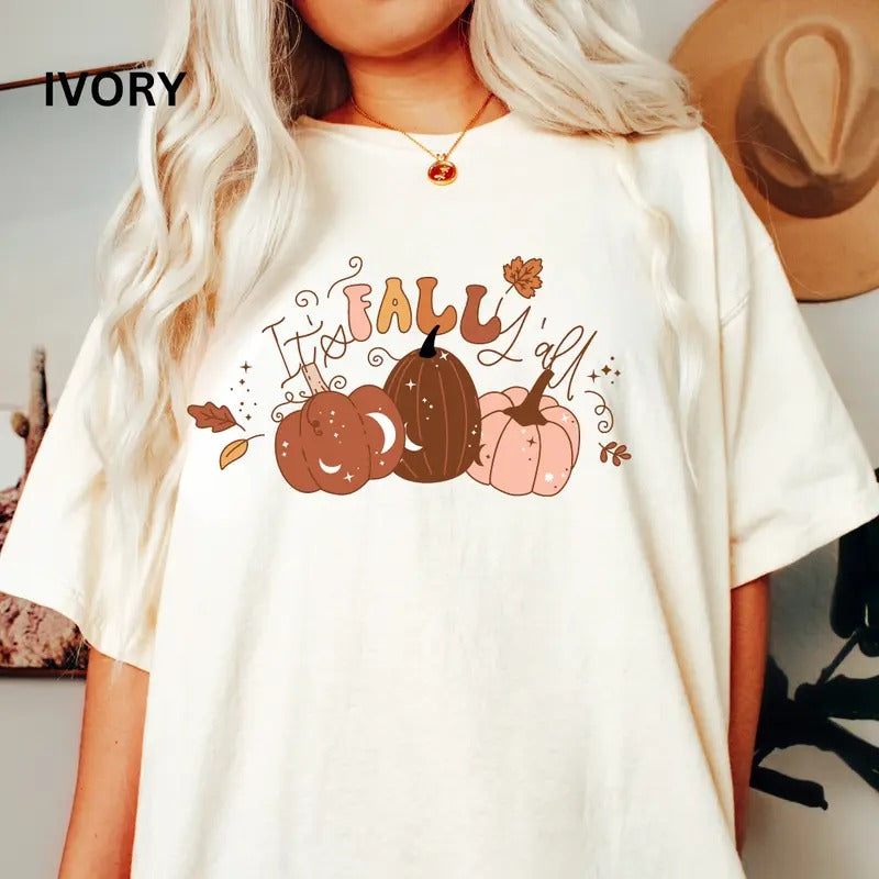 Comfort Colors Shirt, Comfort Colors Fall Shirt, It's Fall Y'all Pumpkin Shirt, Halloween Graphic Shirt,Casual Shirt Unisex, Halloween Clothing, Graphic Halloween Apparel, Casual Cotton T-shirt, Unisex Halloween