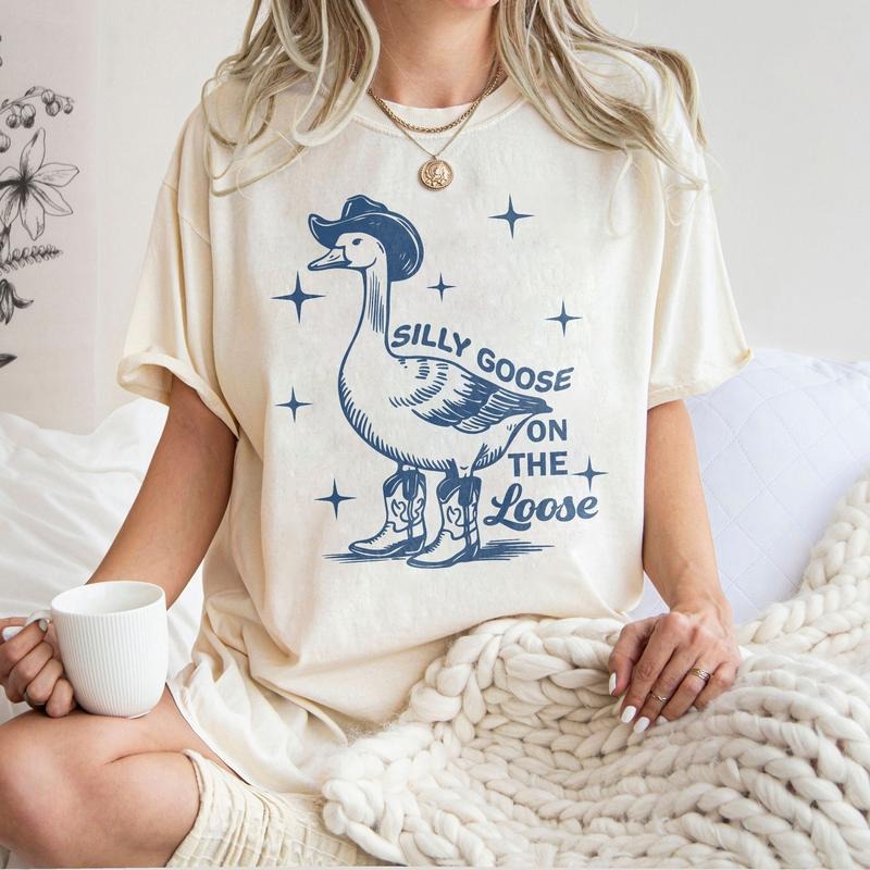 Comfort Colors Silly Goose On The Loose Shirt, Goose shirt, Funny Cowgirl Shirt, 90s Aesthetic Shirt, Funny Graphic Tee