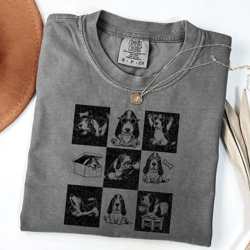 Comfort Colors Vintage Basset Hound Tee, Retro Dog Shirt, Basset Mom T-Shirt, Basset Hound Gift