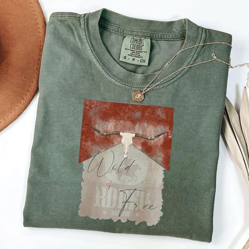 Comfort Colors Western American Rodeo Shirt, Vintage Inspired Tee Shirt, Western Graphic Tee, Retro Tee Shirt, Garment Dyed, Boho, Vintage, Unisex T-Shirt