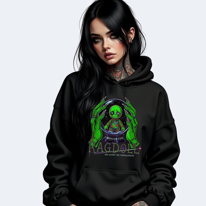 Consult The Ragdoll & Accept The Consequences Heavyweight Hoodies for Men or Women Sweatshirts Tops with Unique Green Graphic Design