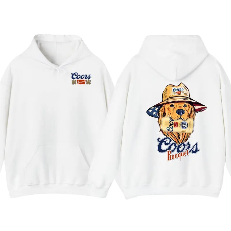 Coors Banquet Hoodie - Featuring Playful Dog Graphics Sweatshirt, Ideal for Beer Lovers and Western Enthusiasts, Comfortable Unisex Tshirt for Everyday Wear and Outdoor Adventures