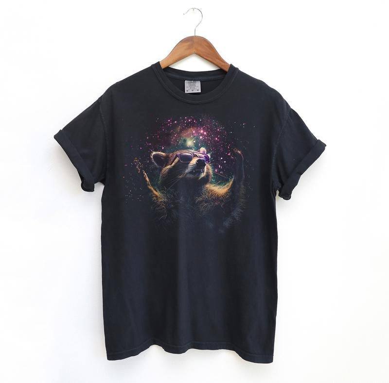 Cosmic Raccoon T Shirt, Vintage Comfort Colors Graphic Tee