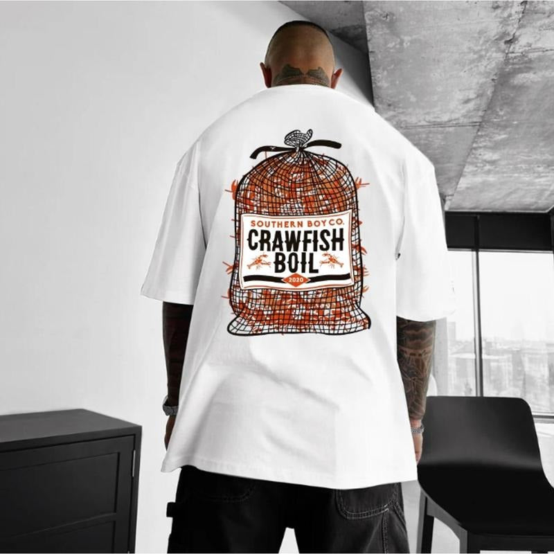 Crawfish Boil Tee, Short Sleeve Southern Food Shirt, Fun Louisiana Seafood Festival Graphic T-Shirt, Summer Event Apparel HIEOD