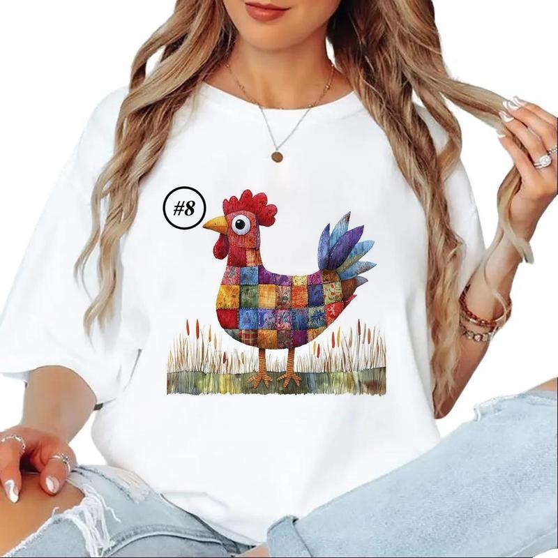 Custom Chicken Watercolor Whimsical Rooster Funny Bird Unisex T-shirt Hoodie Sweatshirt Party 1 Cotton Womenswear