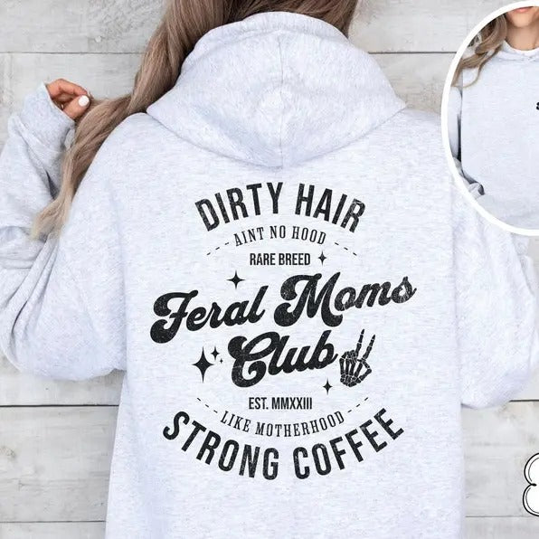 Custom Motherhood Hoodie, Funny Mom Hoodie, Feral Mom Club Hoodie, Funny Mom Gift, Mom Skeleton Hoodie, Personalized Mom Gift, New Mom Gift