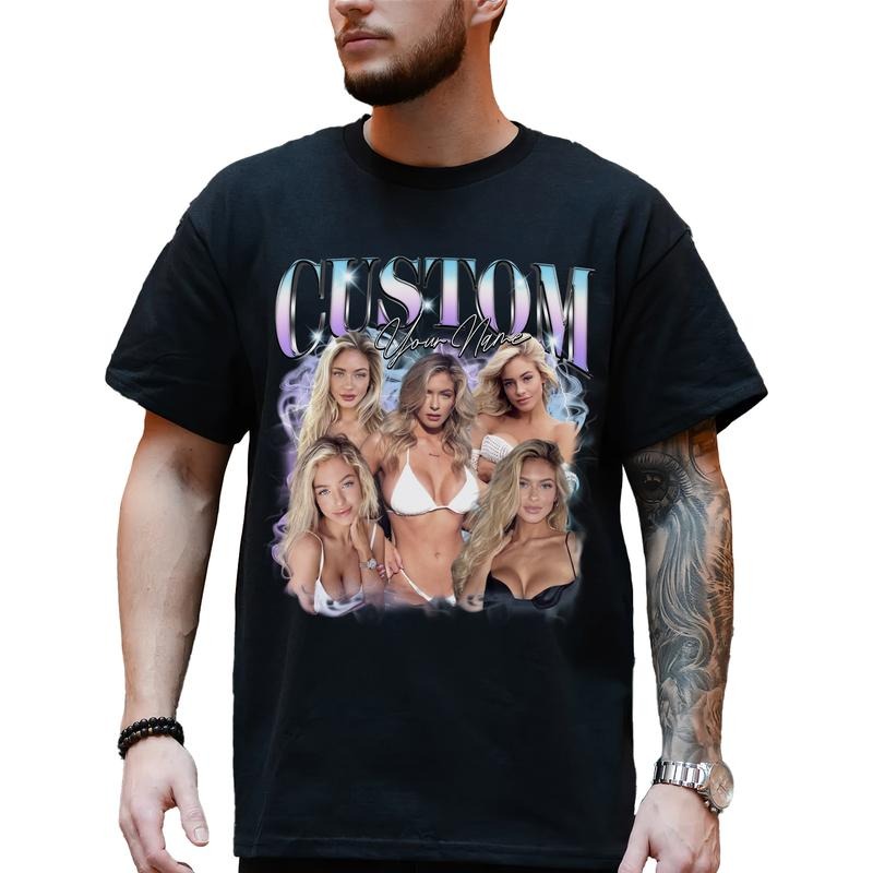 Custom Unisex Bootleg Rap Tee, Custom Photo Vintage 90s Graphic Shirt, Girlfriend Valentine's Day Gifts for Boyfriend, Insert Your Design Here T-shirt