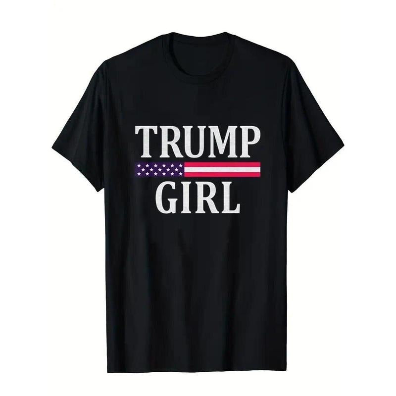 Cute Vintage Vote Trump Girl Republican US Flag 2024 Womens T-Shirt