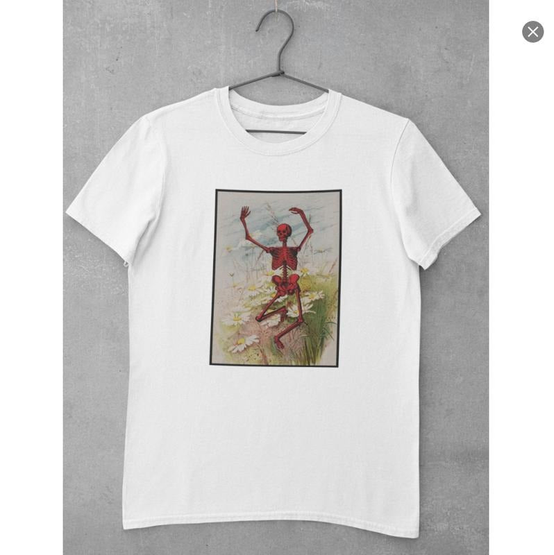 Dancing Skeleton in Sunflowers Aesthetic Tshirt ,y2k aesthetic , tumblr , vintage , 90s