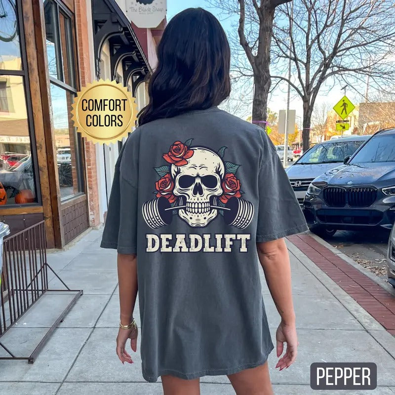 Deadlift Skull Shirt s Gym Pump Cover Gym Tee Funny Workout T-shirt Weightlifting Shirt Oversized Gym Tee Fitness Shirt