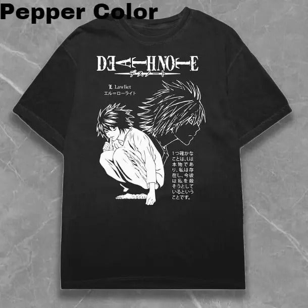 Death Notes Anime T Shirt Hip Hop Short Sleeve T-Shirt KIRA L Lawliet Retro Men Women Tops Streetwear Summer Tee