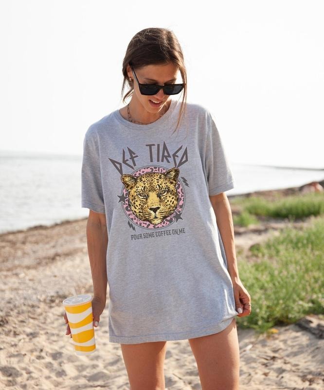 Def Tired T-Shirt, Def Leppard Sweatshirt, Coffee Lover, Retro, Western, Graphic Tee, Funny Women's Tee, Oversized Tee, Baggy Shirt, Trendy, Gift