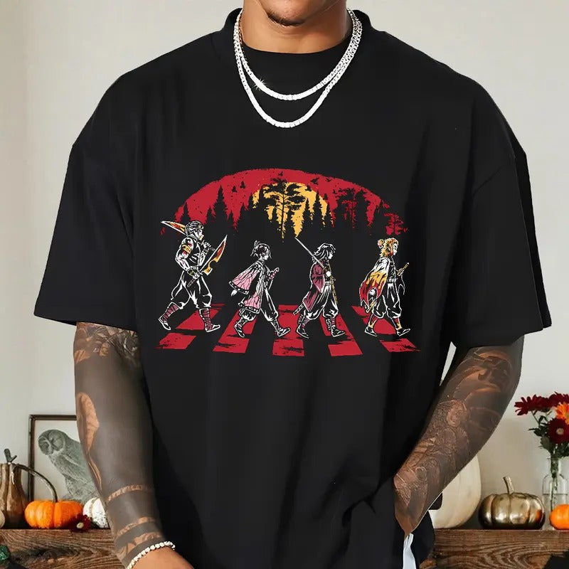 Demon Slayer team on Abbey Road Shirt, Nezuko Tshirt Swearshirt Hoodie, Main Characters Shirt, anime sweatshirt hoodie, Y2k Shirt, Gift for Anime lover
