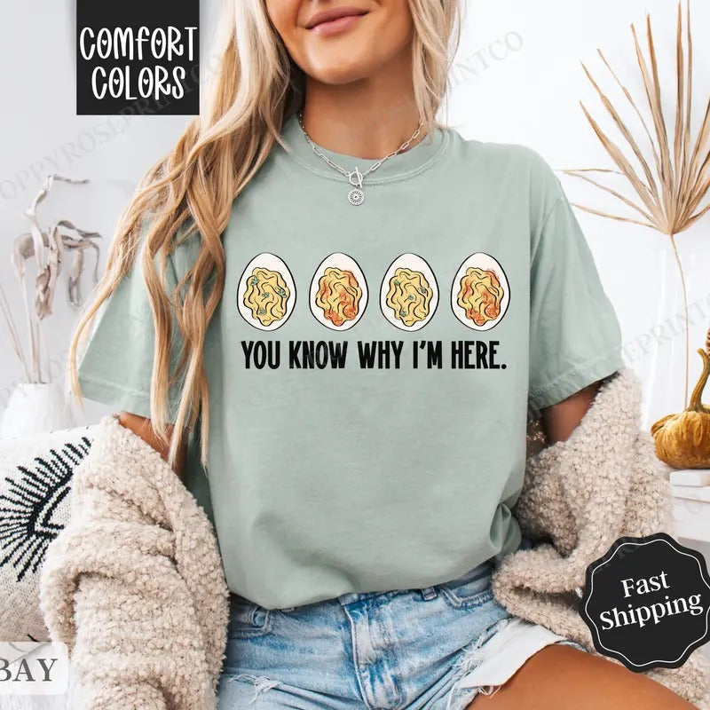 Deviled Egg Thanksgiving Shirt Comfort Colors, Funny Shirt, Fall Womenswear Oversized Crewneck